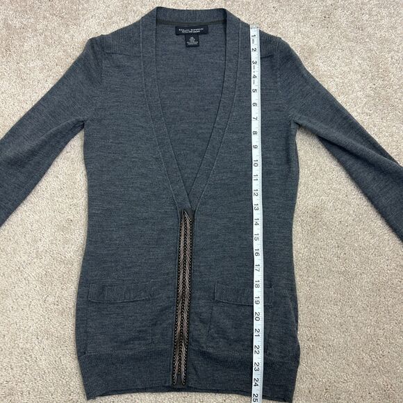 Banana Republic Cardigan Womens XS Gray Beaded 100% Extra Fine Merino Wool - Picture 7 of 10